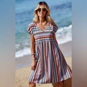 SHEIN Orange and Blue Dolman Sleeve Sundress